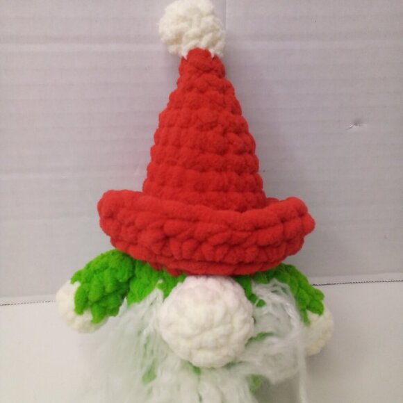 Crochet Gnome Elf Christmas Red Green 8" Handmade - Picture 9 of 14